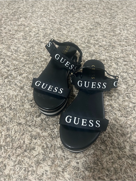 Guess Shoes - GUESS Black Logo Strap Platform Sandals